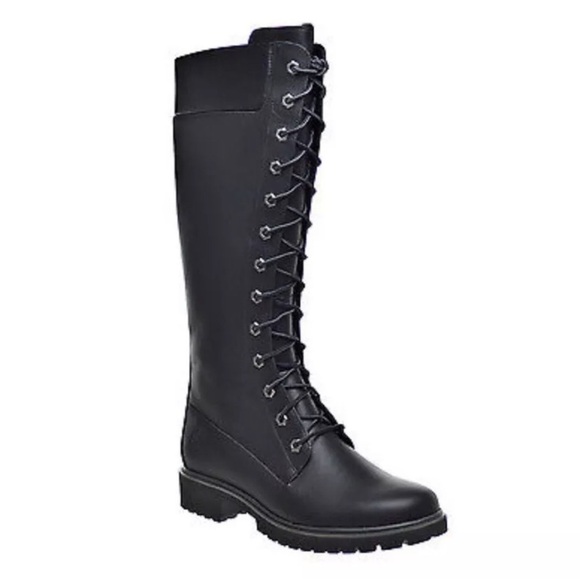 Timberland 8632A Black leather Women's Tall 14 inch Boots Side Zip size 6 NEW - Picture 3 of 11